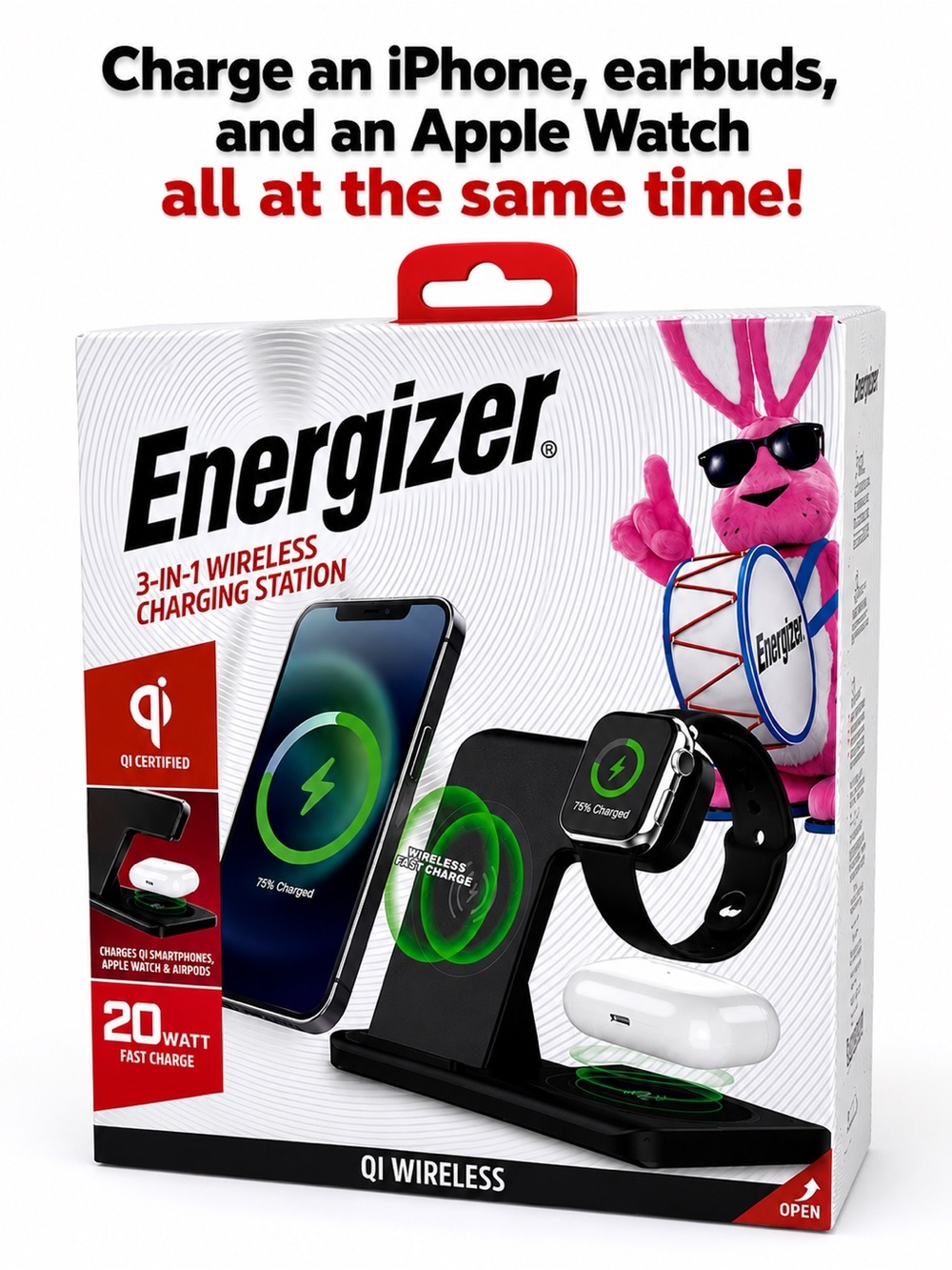 Energizer 3-in-1 Qi Wireless Charging Station